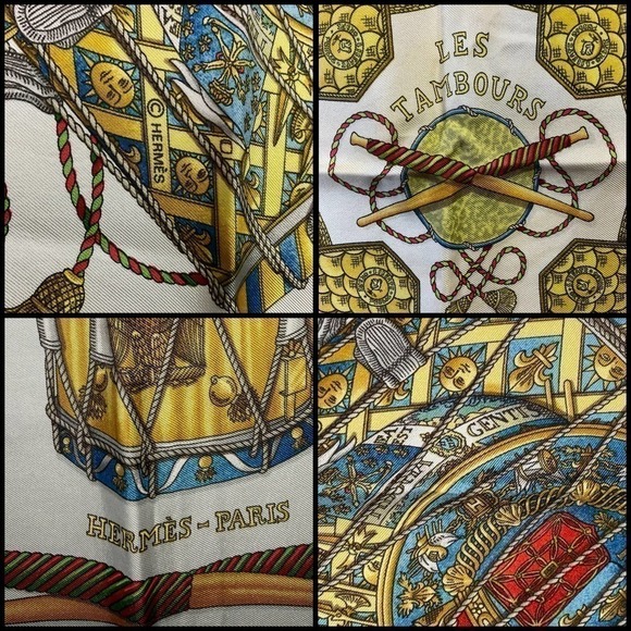 Hermes Hermès “Les Tambours” Silk Scarf 90cm Square - Picture 2 of 16